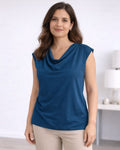 Cowl neck blue top