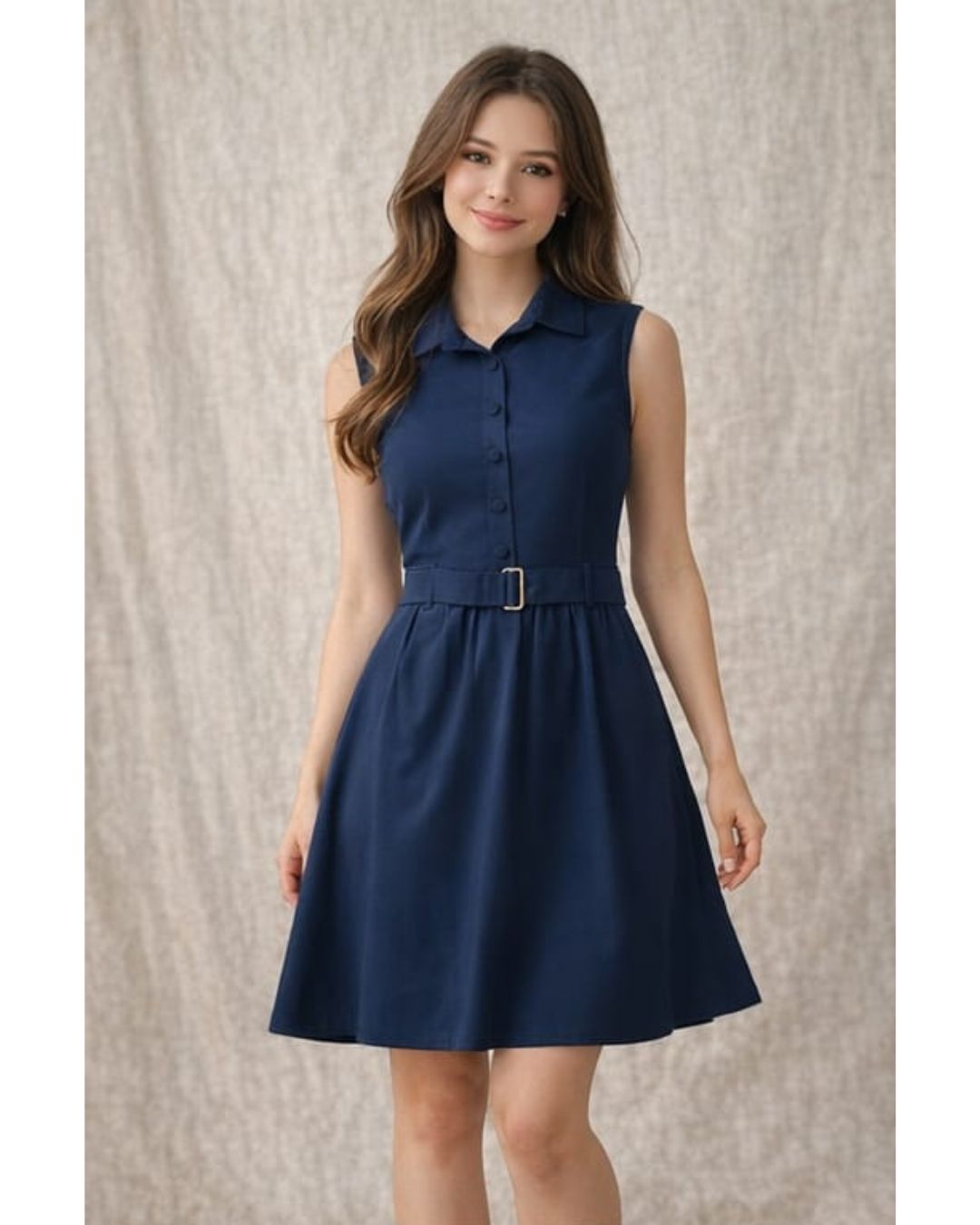 Midnight blue collared skater dress