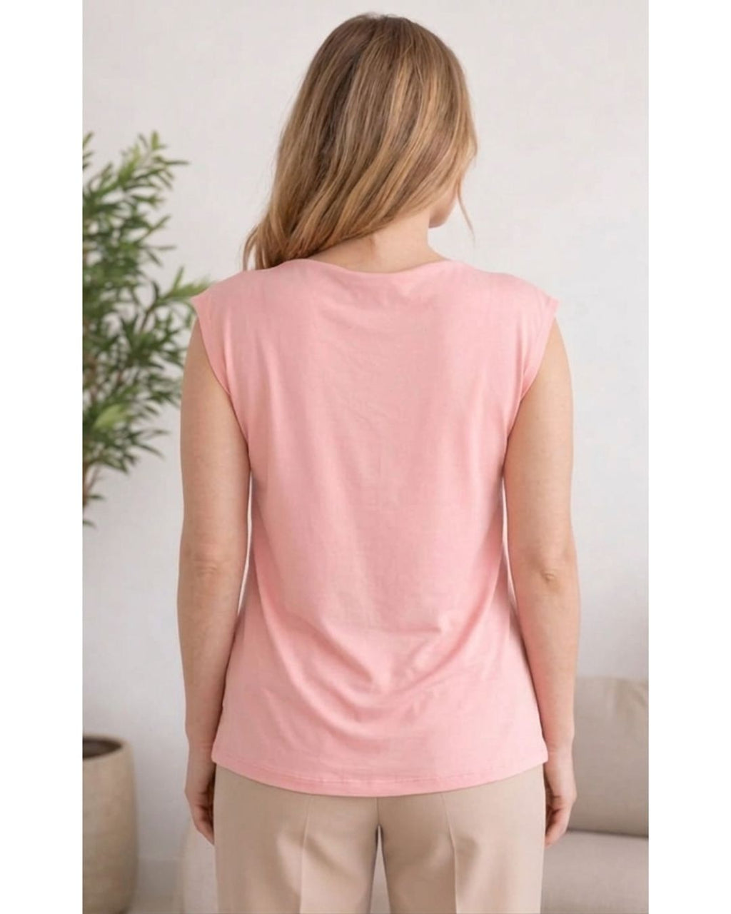 Cowl neck pink top