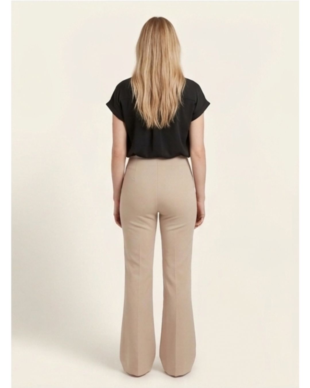 Beige bootleg trousers