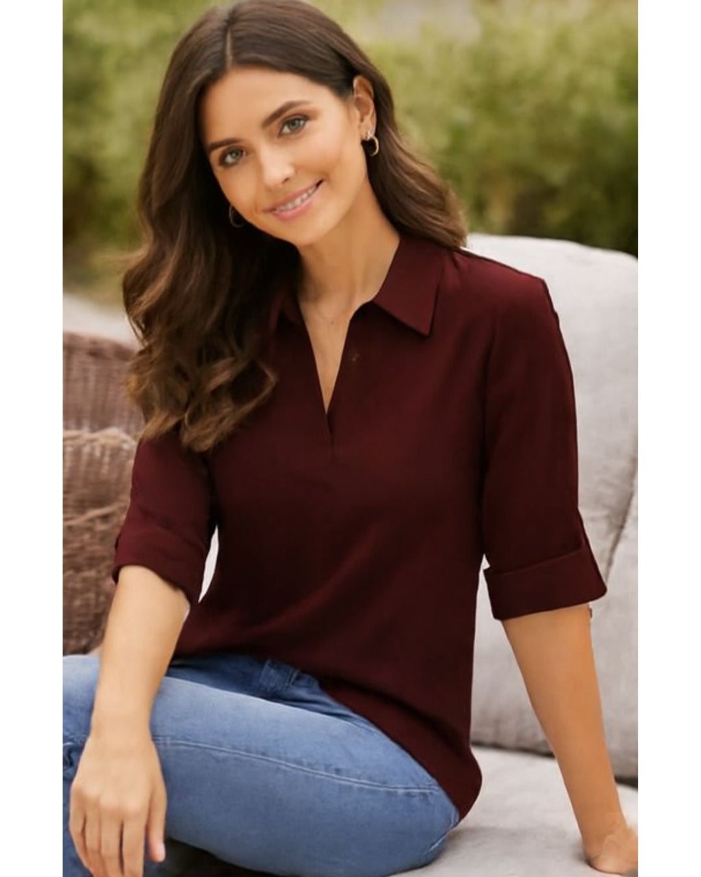 Maroon top