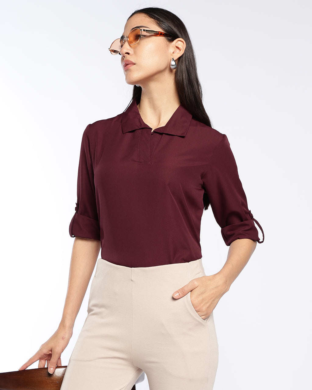 Maroon top